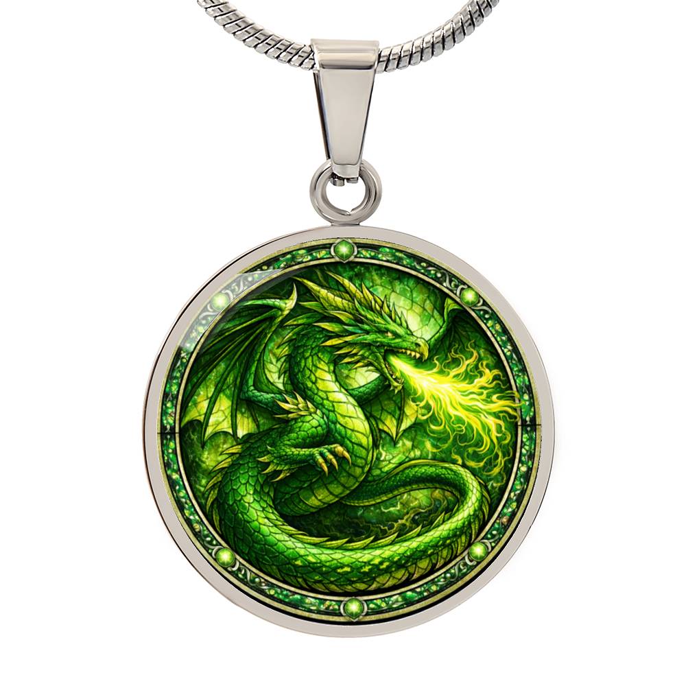 Green Dragon Personalized Engraved Necklace Bracelet or Keychain