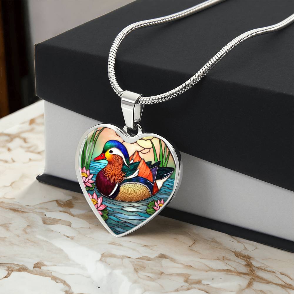 Lotus Mallard Duck Necklace with Engraving