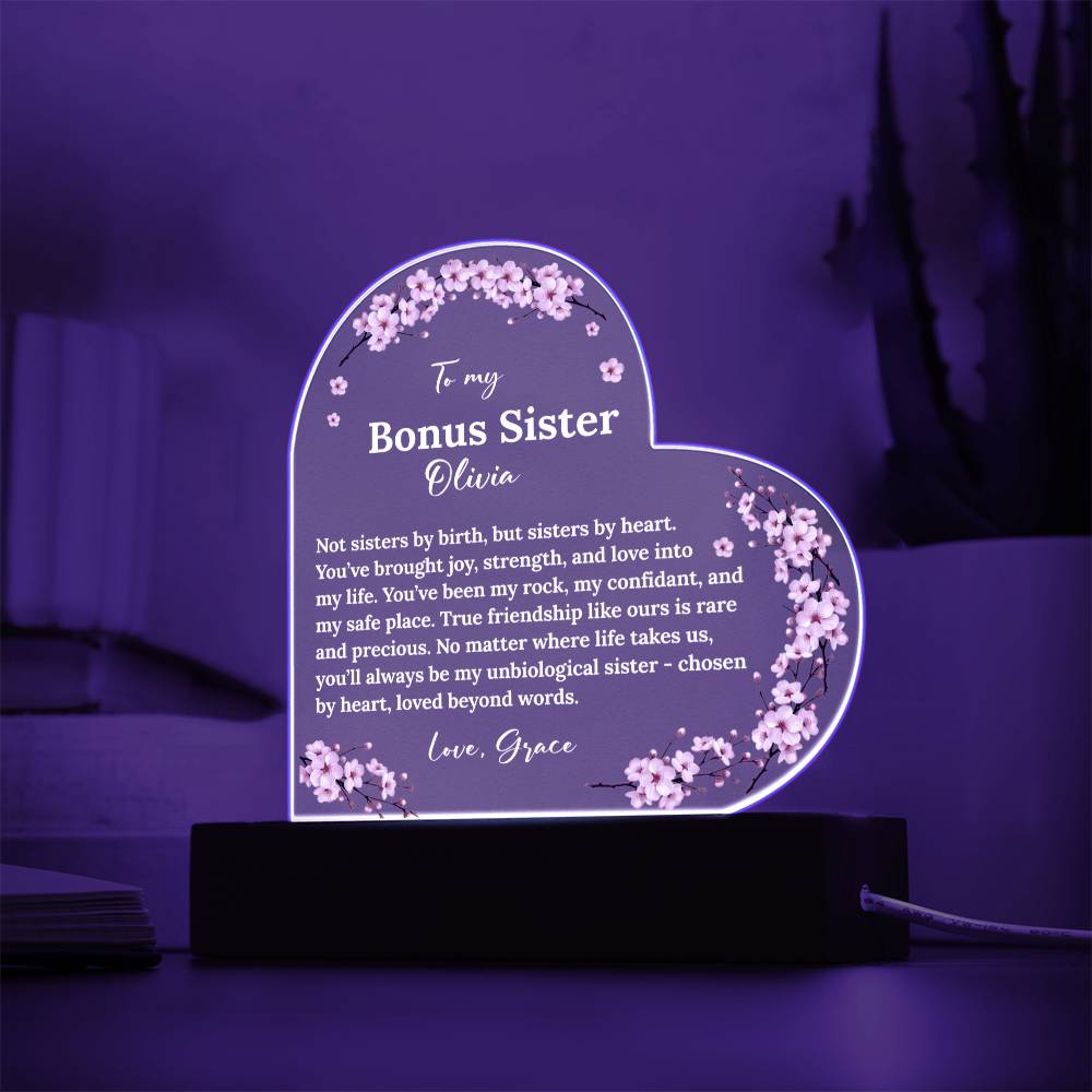 Bonus Sister in Heart Acrylic Heart Plaque