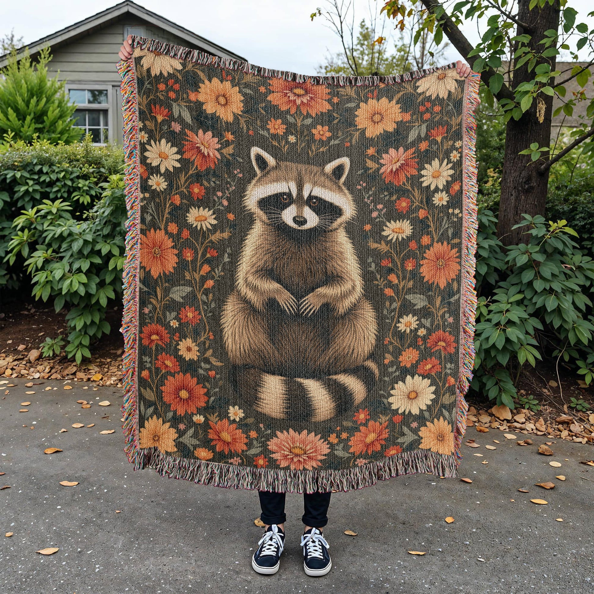Raccoon Woven Cotton Blanket-[Heartfelt Family Gift]