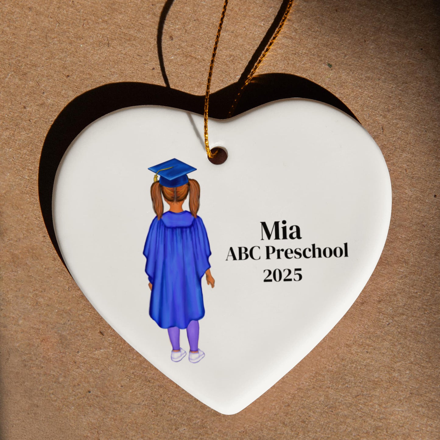 Preschool Graduation Ceramic Heart Ornament