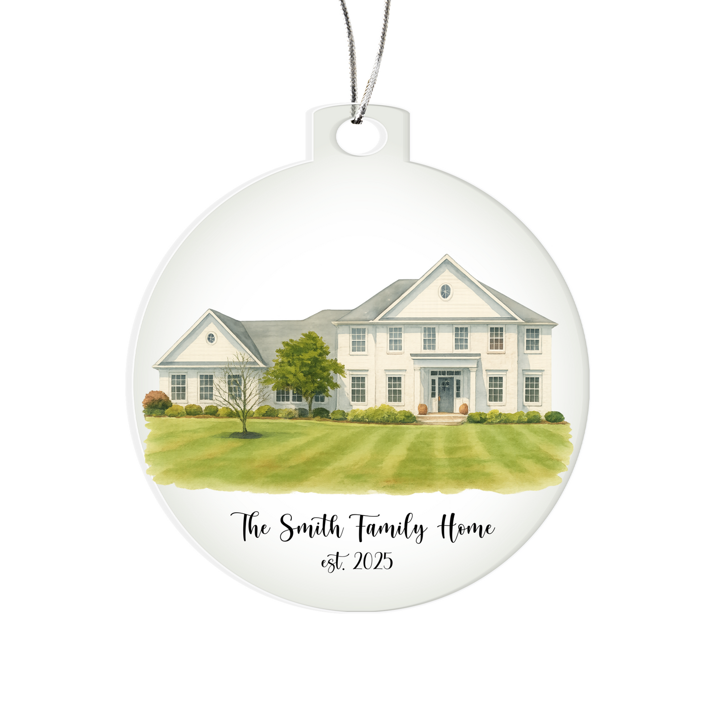 First Christmas In Our New Home Watercolor Portrait Ornament