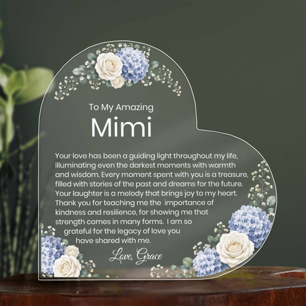 Mimi Acrylic Heart Plaque Gift for Grandma