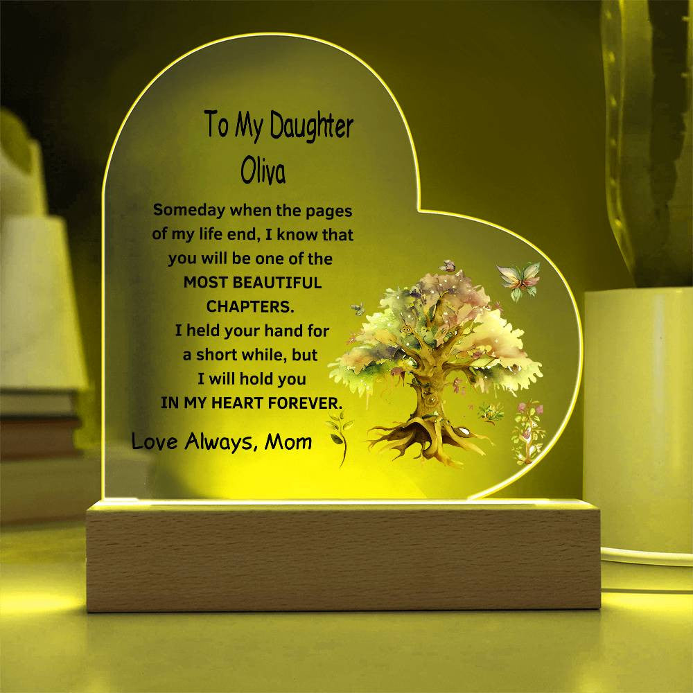 To My Daughter Personalized LED  Heart Plaque-[Heartfelt Family Gift]