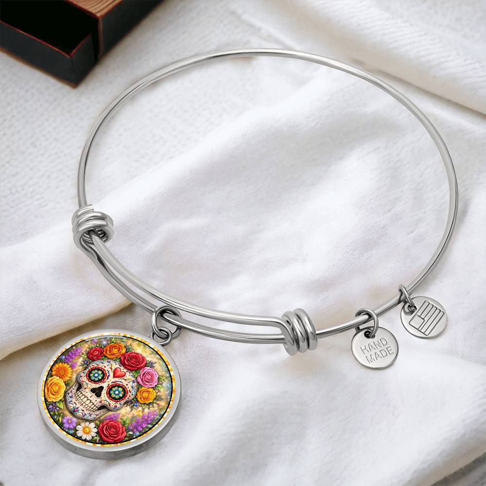 Sugar Skull Personalized Engraved Necklace Bracelet or Keychain