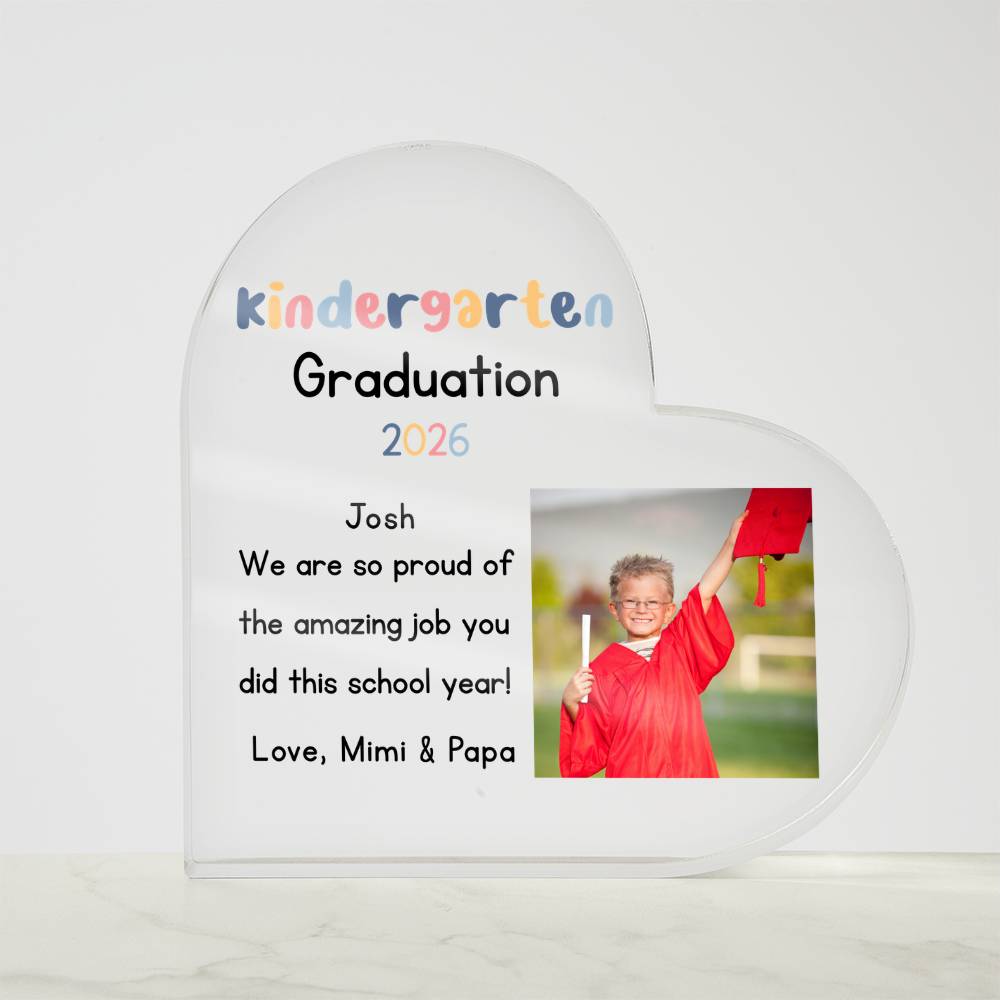 Personalized Kindergarten Graduation Heart Plaque Gift