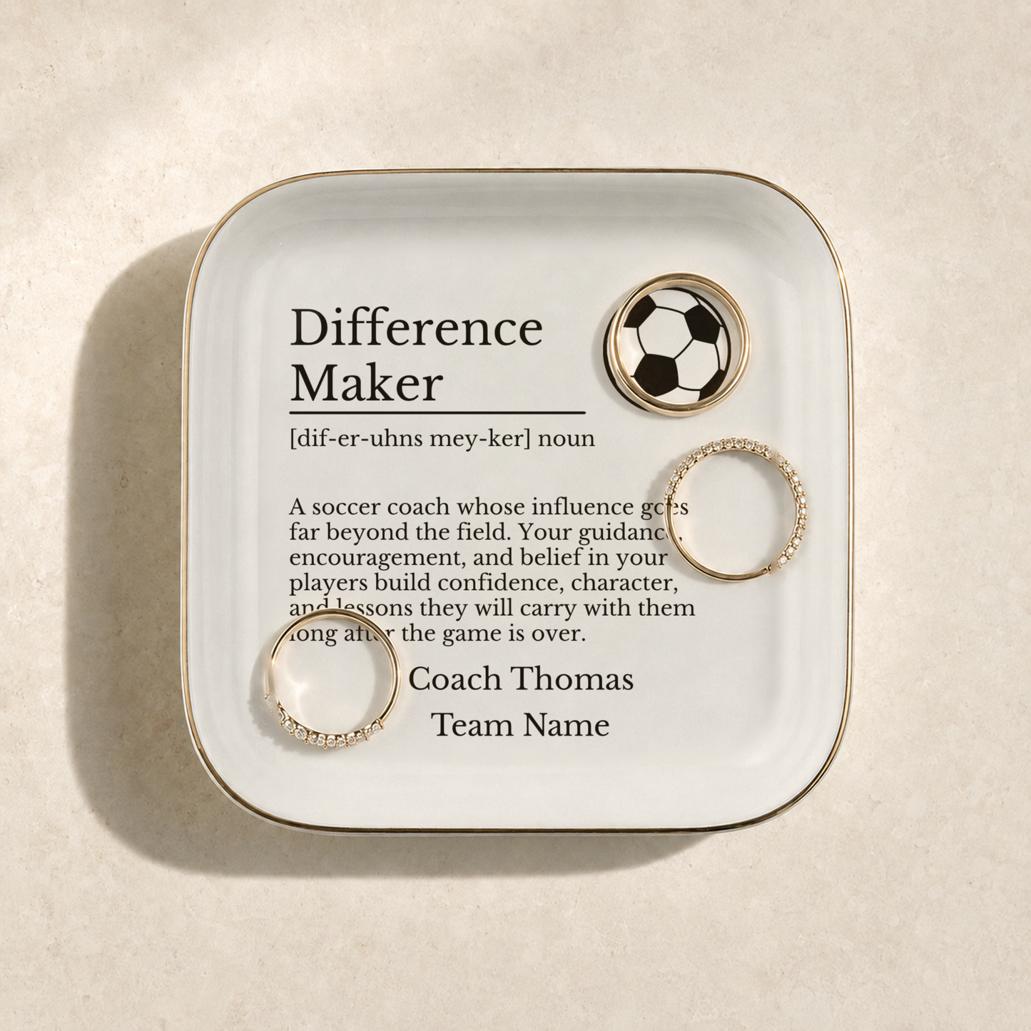 Soccer Coach Jewelry Dish Trinket Tray