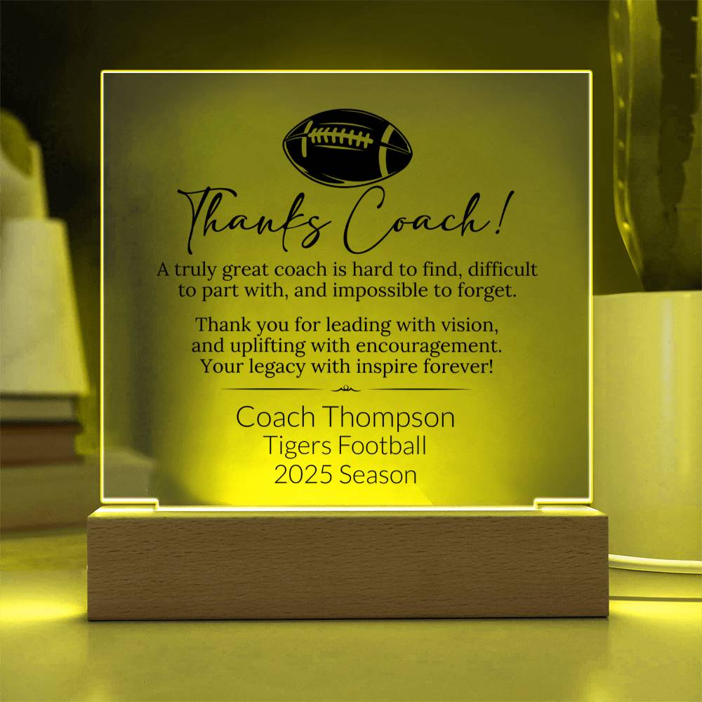 Football Coach Acrylic Square Plaque