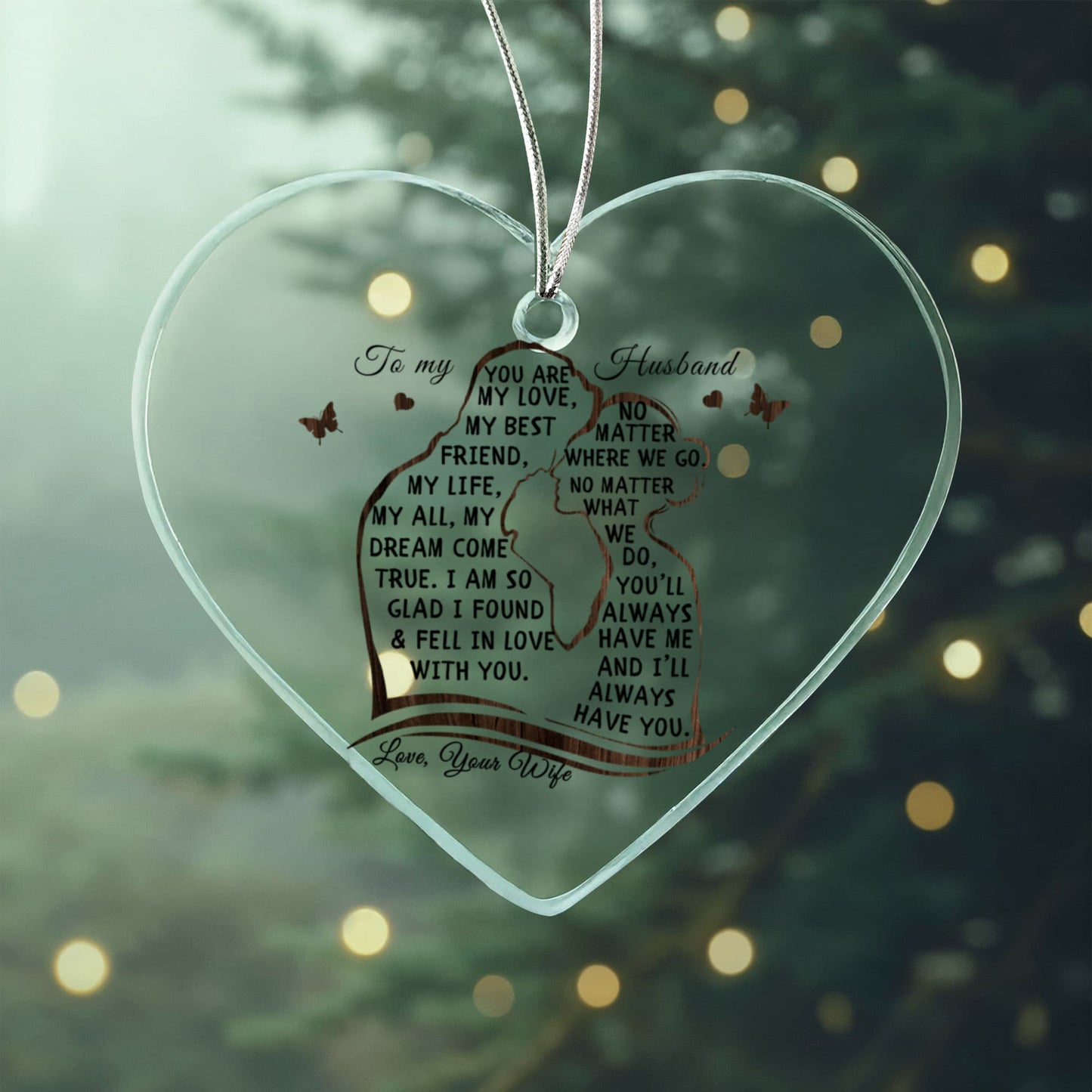 To My Husband Acrylic Heart Ornament