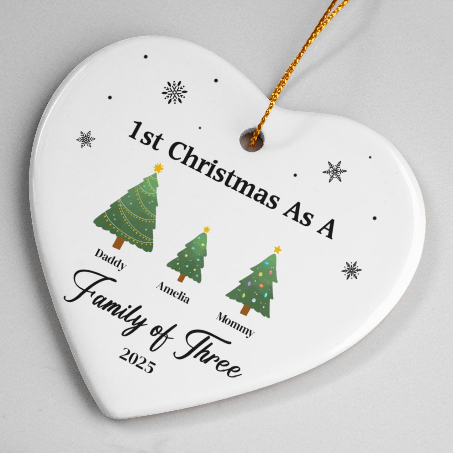 1st Christmas as a Family of Three Christmas Ornament