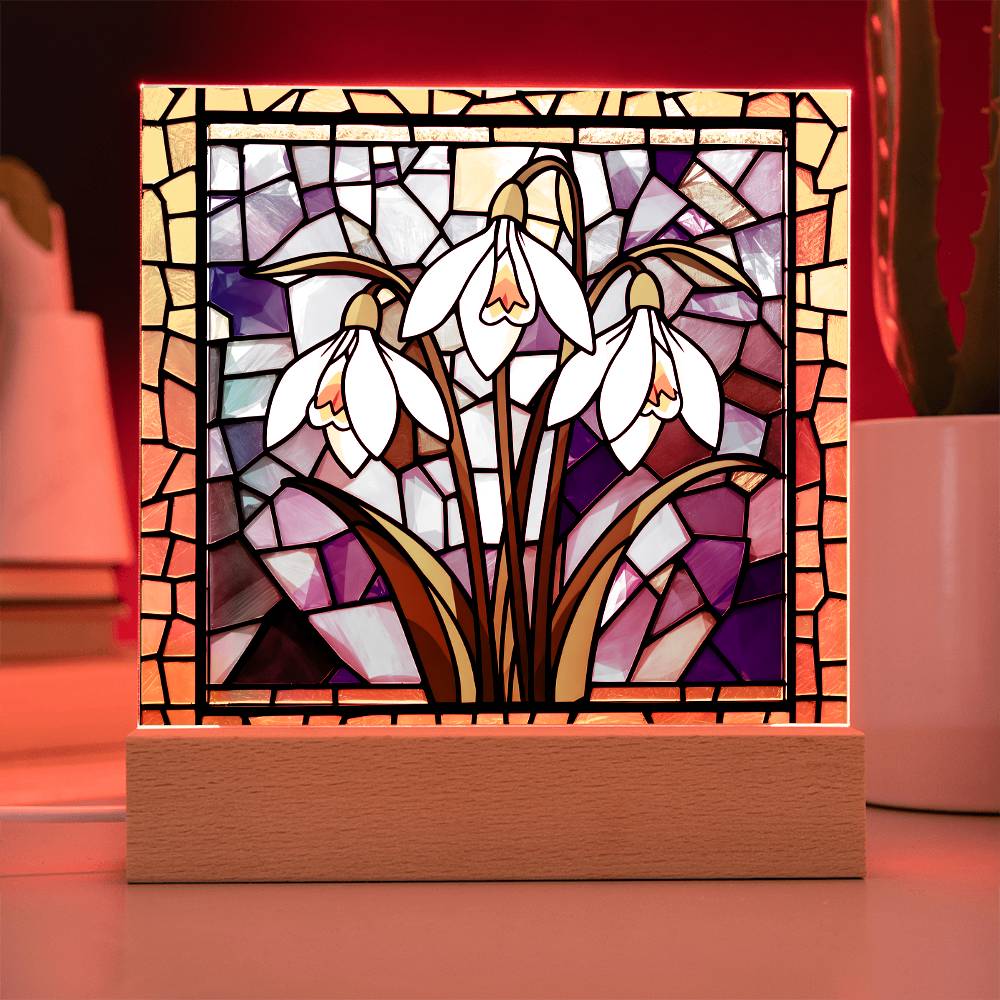 Snowdrop Acrylic Plaque Table Light