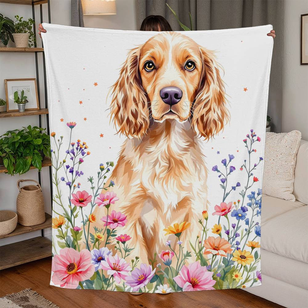 Wildflower Floral Cocker Spaniel Dog Blanket-[Heartfelt Family Gift]