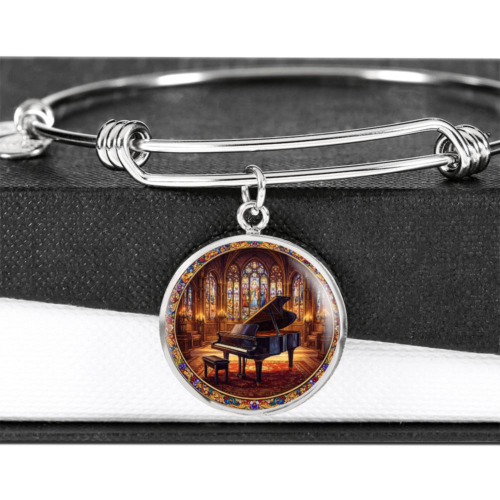Grand Piano Necklace Pendant, Stained Glass Inspired Jewelry, Music Lover Gift, Elegant Piano Keychain, Unique Bracelet Charm, Gift for Pianists