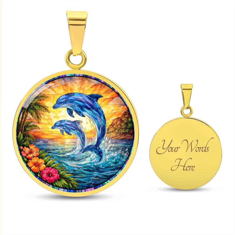 Dolphin Engraved Pendant Necklace