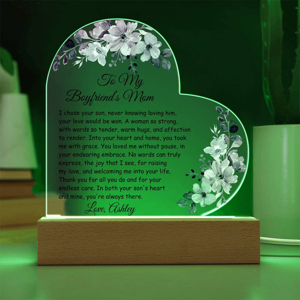 Boyfriends Mom Acrylic Heart Plaque-[Heartfelt Family Gift]