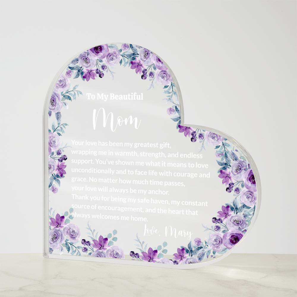 Mom Acrylic Heart Block