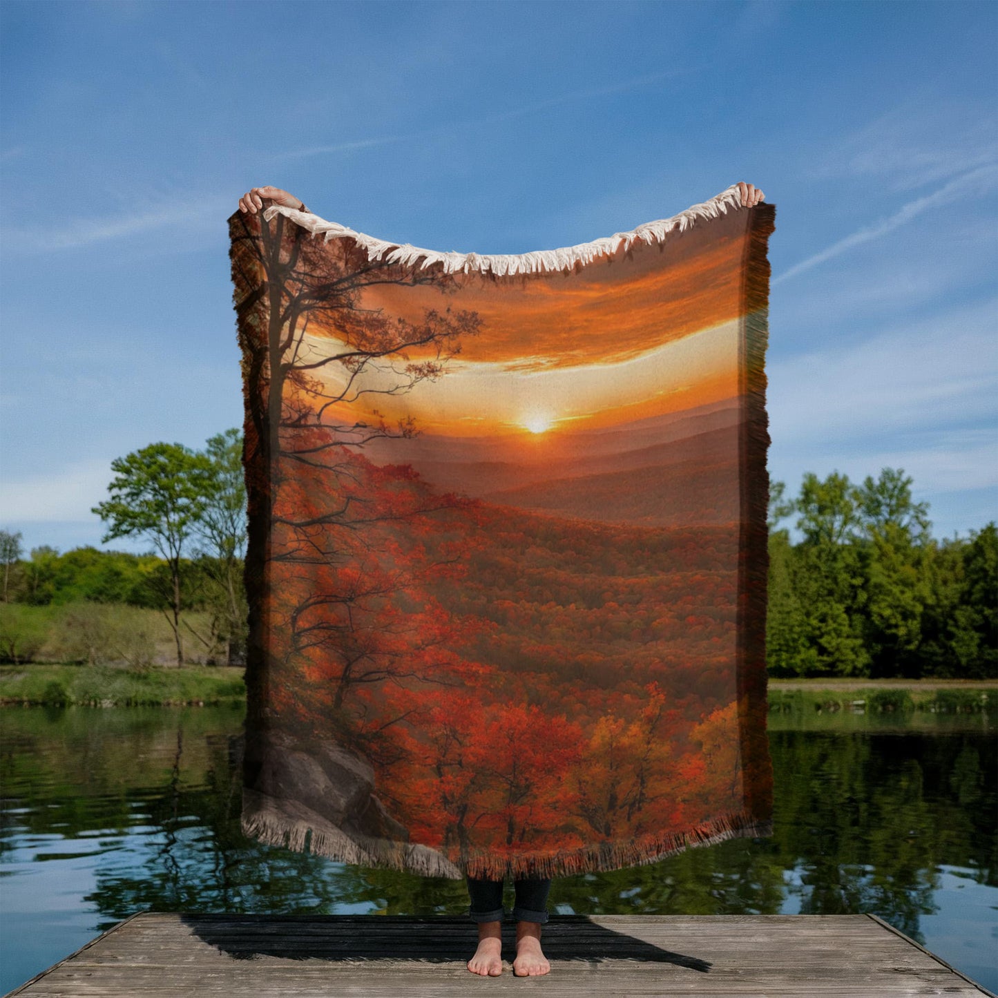 Mountain Sunrise Woven Cotton Throw Blanket