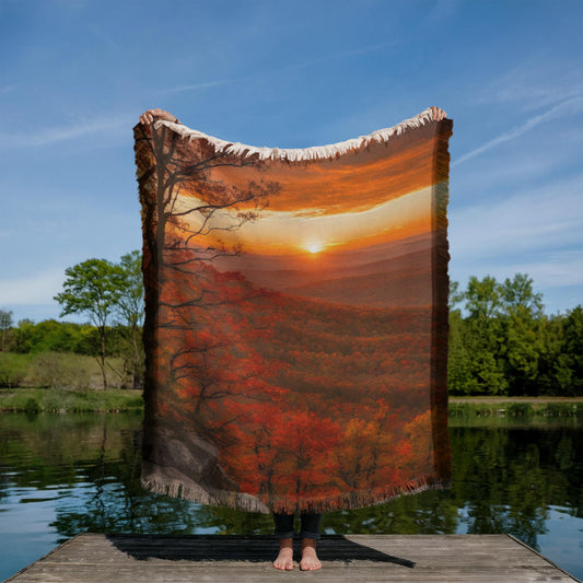 Mountain Sunrise Woven Cotton Throw Blanket