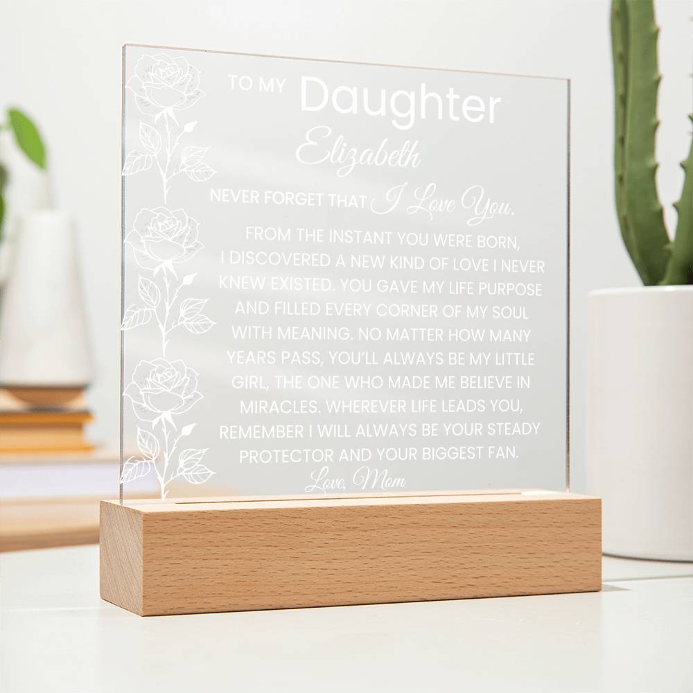 Daughter Roses Never Forget Rose Plaque Gift