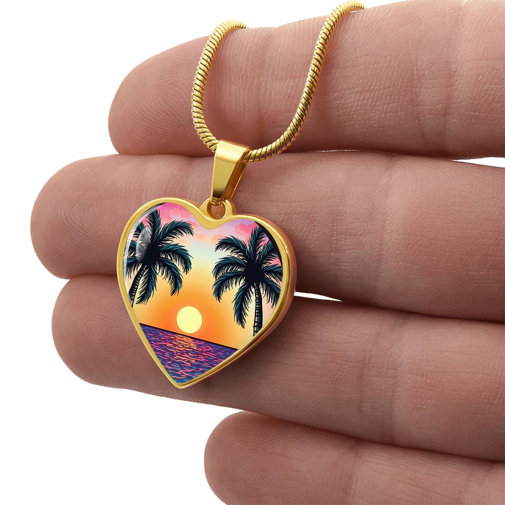 Palm Tree Beach Necklace with Engraving