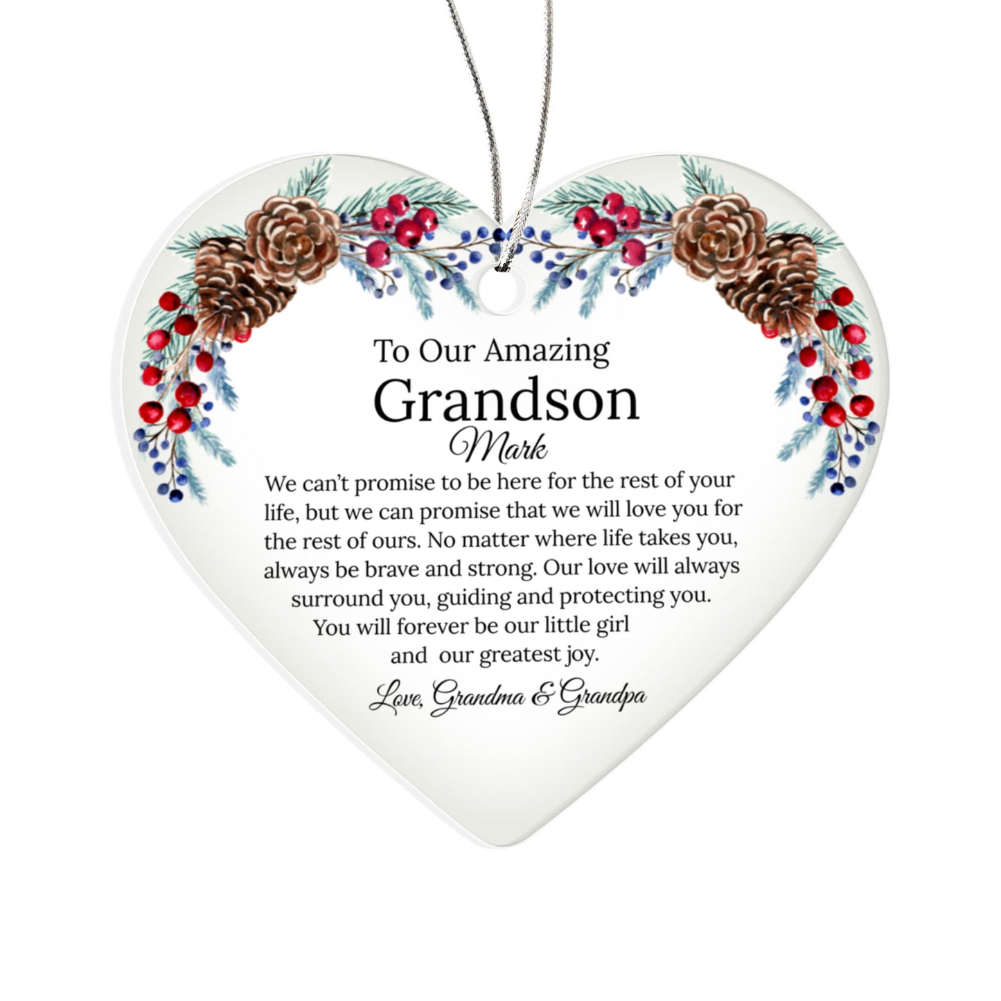 Grandson Acrylic Heart Ornament