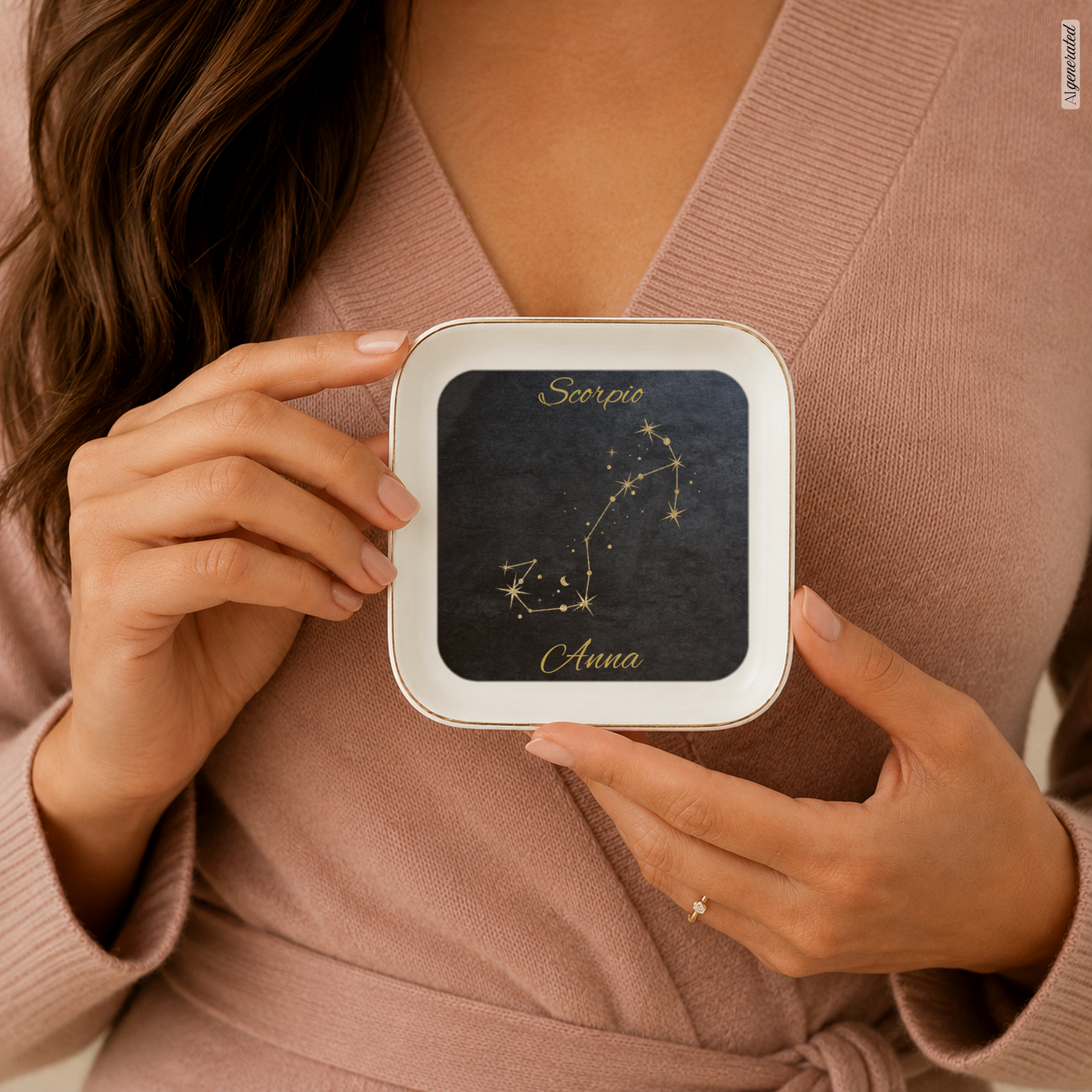 Scorpio Zodiac Jewelry Dish, Gold Constellation Trinket Tray, Astrology Gift for Scorpio, Ceramic Ring Holder, Birthday Gift for Her