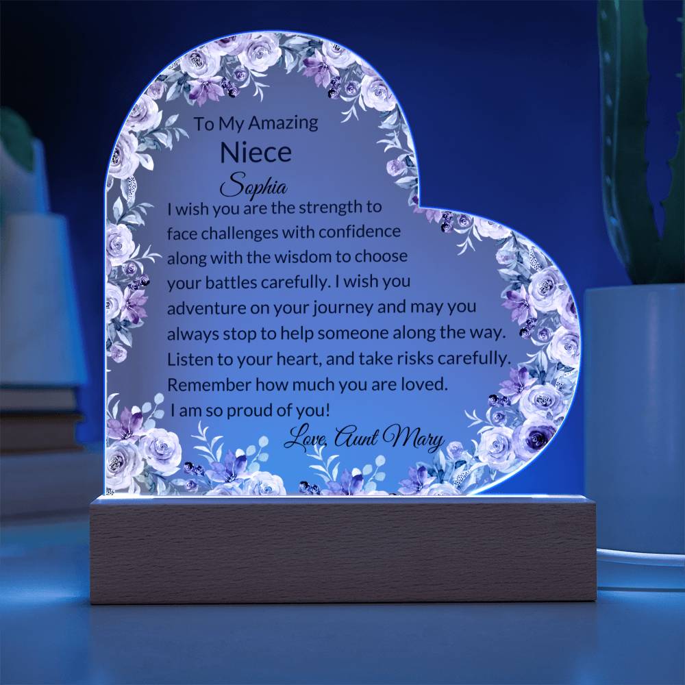 Niece Personalized LED  Heart Plaque