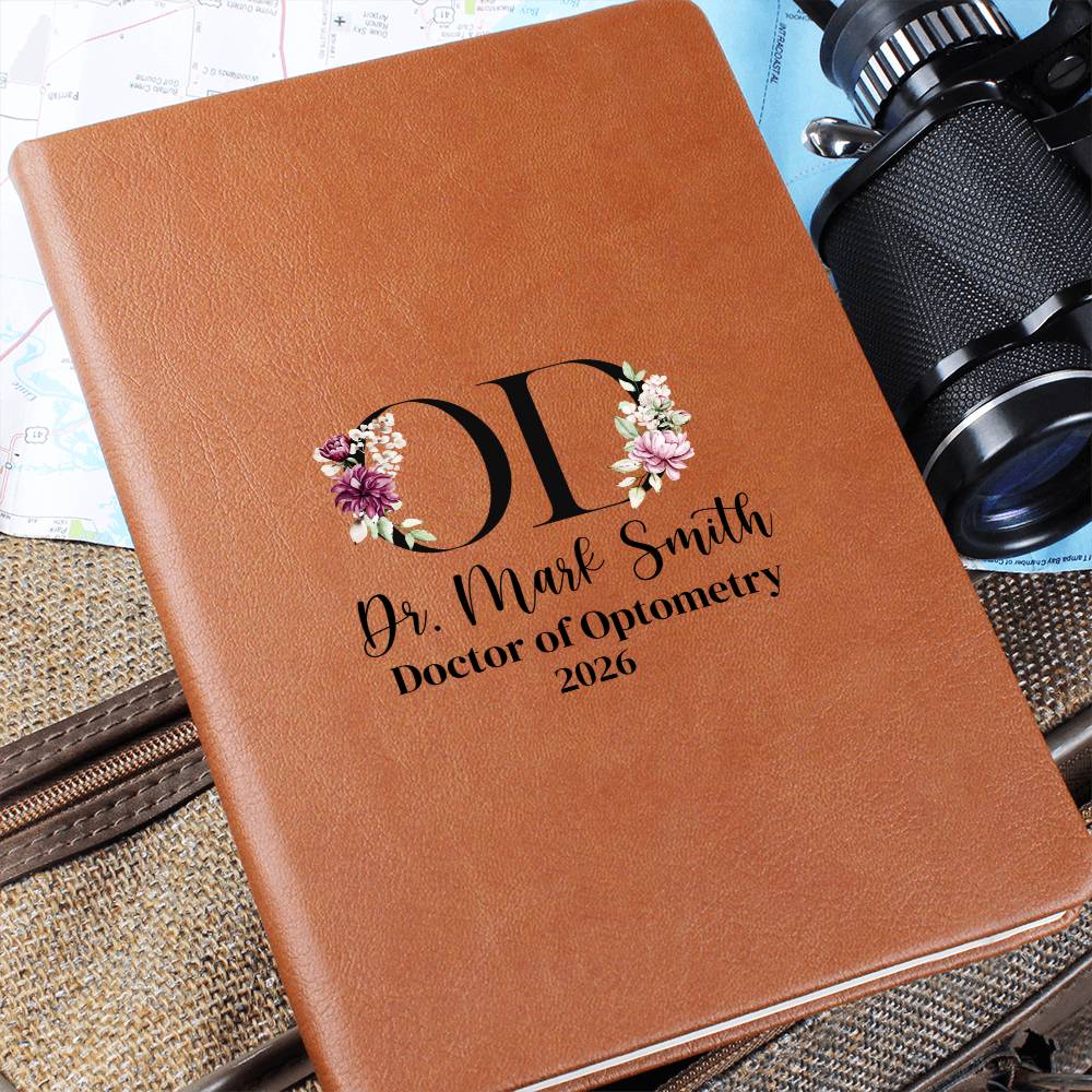 Personalized OD Journal, Optometry Gift, Custom Doctor of Optometry 2026 Notebook, Vegan Leather Cover, Graduation Gift