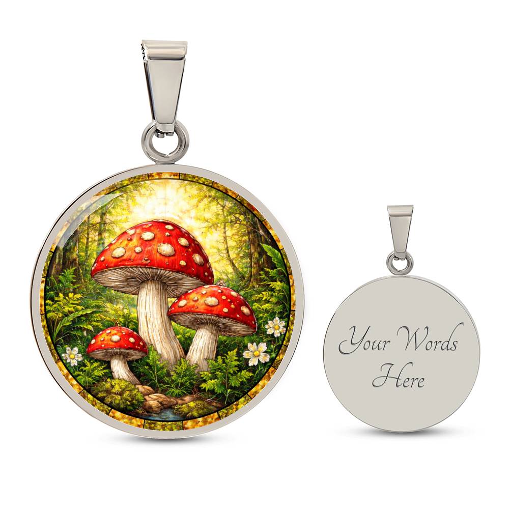 Mushroom Engraved Necklace Bracelet or Keychain