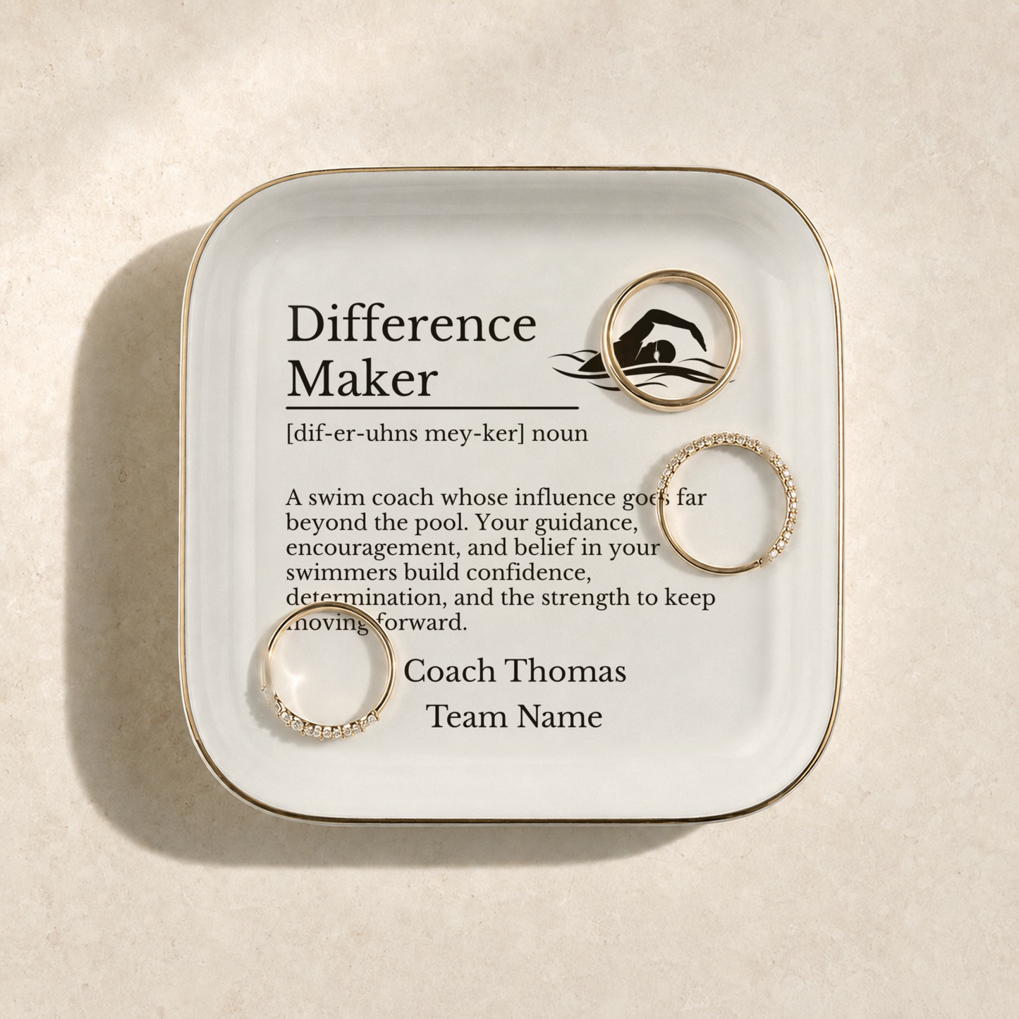 Swim Coach Jewelry Dish Trinket Tray