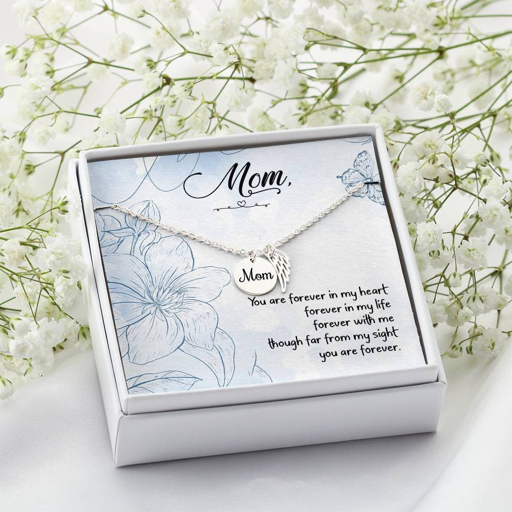 Forever in My Heart Mom Memorial Necklace - Personalized-[Heartfelt Family Gift]