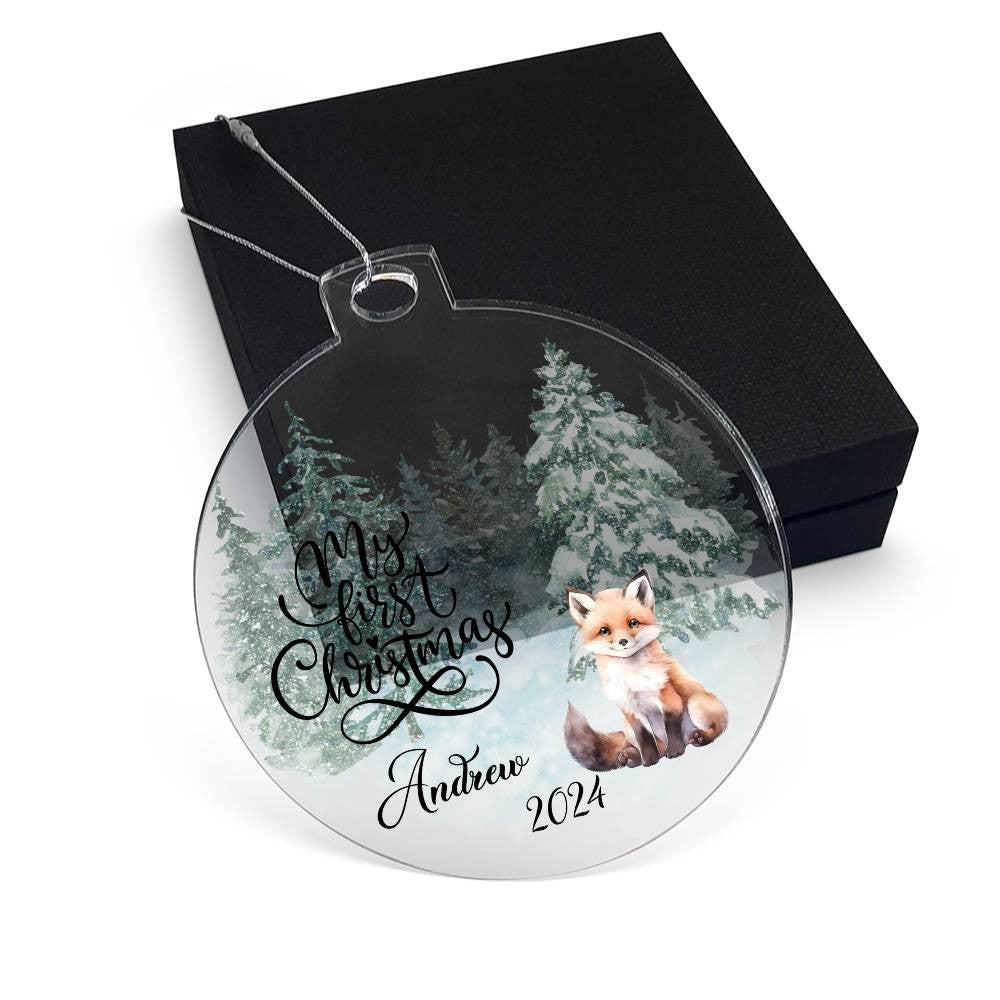 Baby's 1st Christmas Raccoon Woodland Acrylic Ornament-[Heartfelt Family Gift]