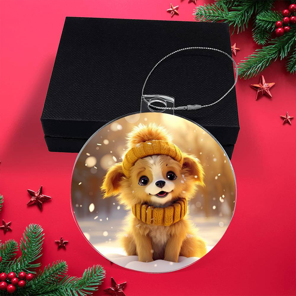 Cute Puppy Acrylic Christmas Ornament-[Heartfelt Family Gift]