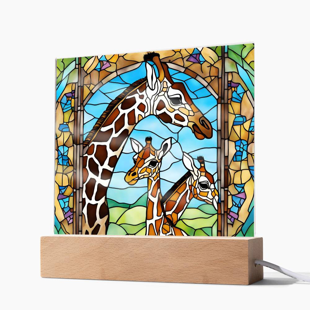 Giraffe Family  Acrylic Square Plaque-[Heartfelt Family Gift]