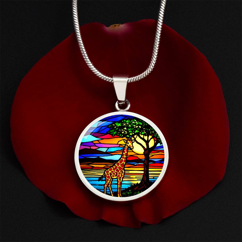 Giraffe Pendant Necklace, Stained Glass Style Jewelry, Nature Inspired Gift, Unique Giraffe Jewelry, Personalized Necklace, Gift for Her