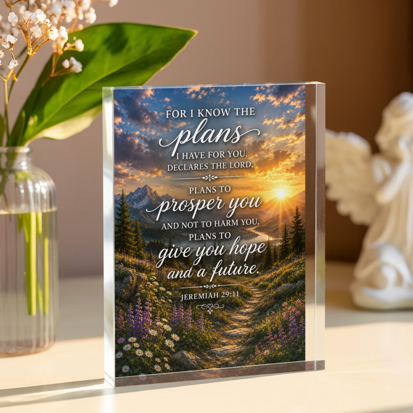 Jeremiah 29 11 Bible Verse Acrylic Plaque, Christian Wall Art, Inspirational Religious Decor, Faith Quote Gift
