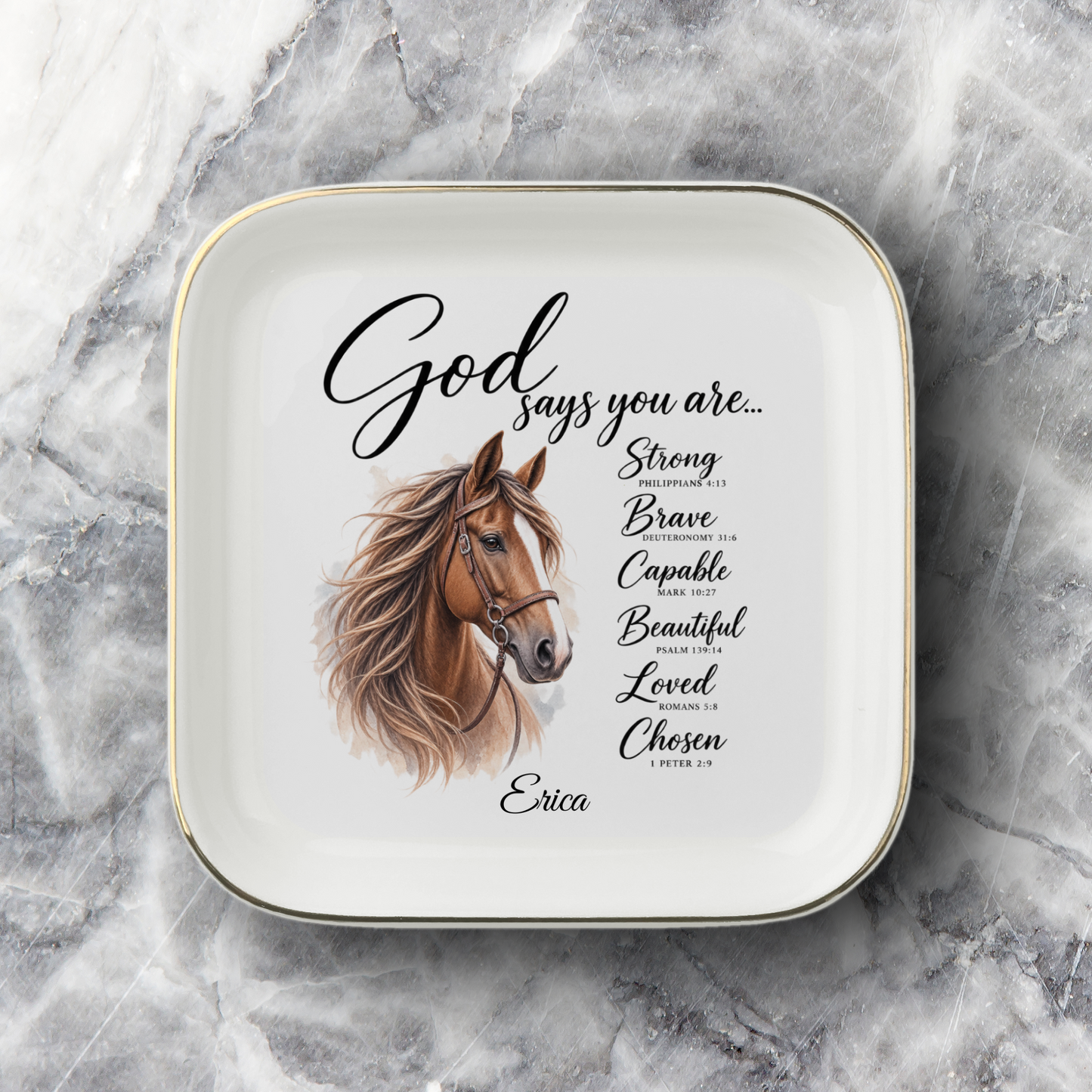 Horse Bible Verse Jewelry Dish