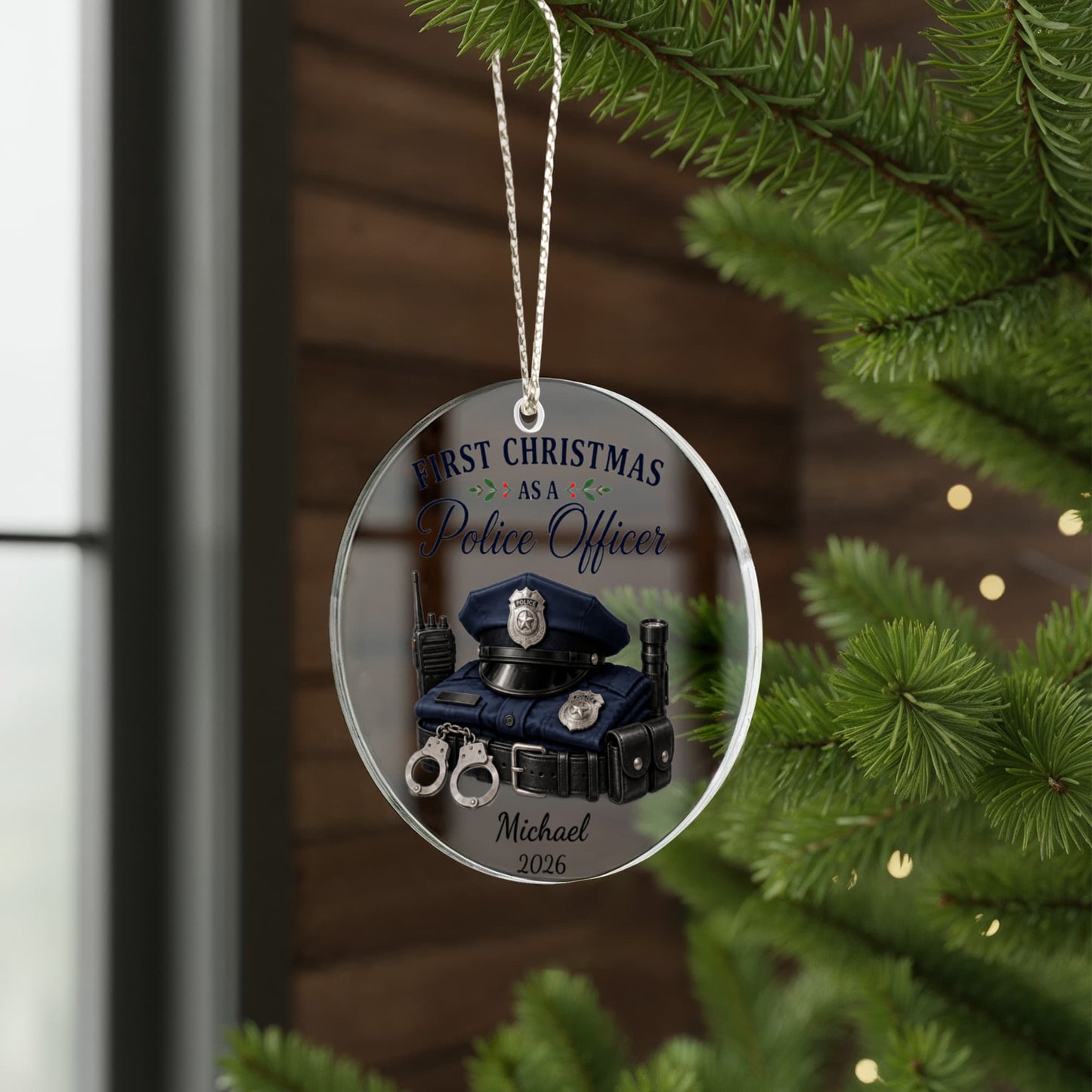 1st Christmas Police Ornament, Police Officer Gift, Personalized Acrylic Ornament, Law Enforcement Keepsake, Holiday Tree Decoration