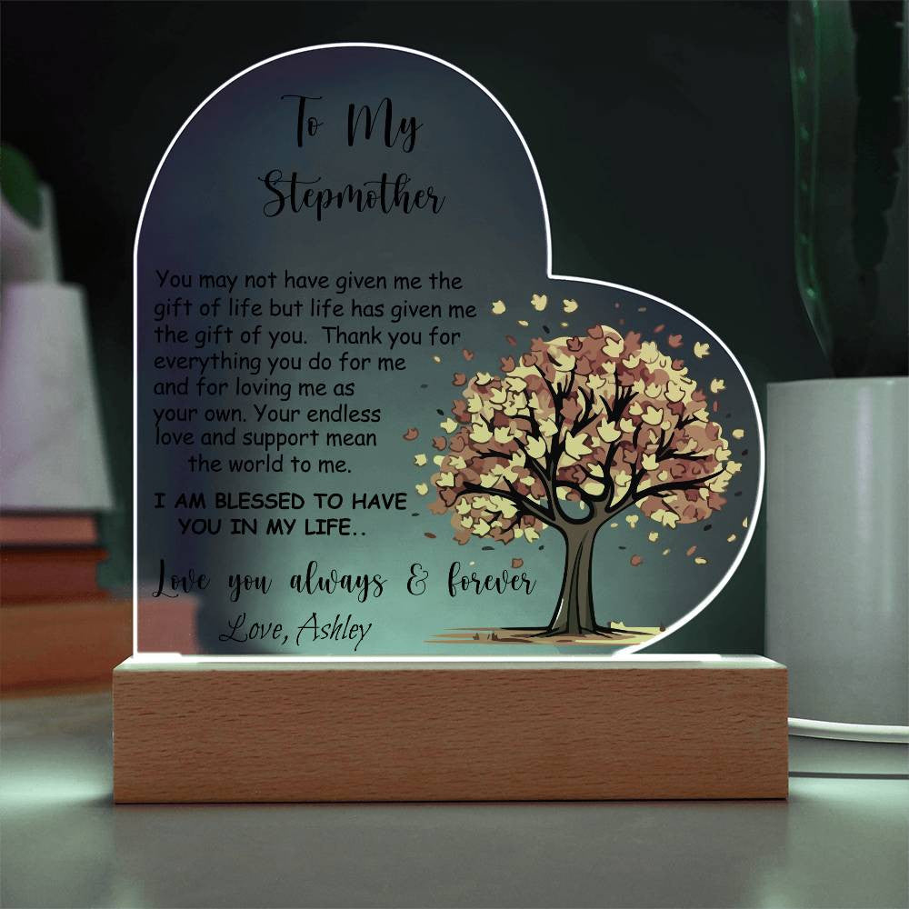 Stepmother Acrylic Heart Plaque Gift-[Heartfelt Family Gift]