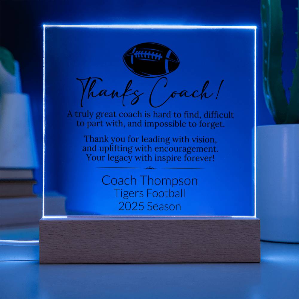 Football Coach Acrylic Square Plaque