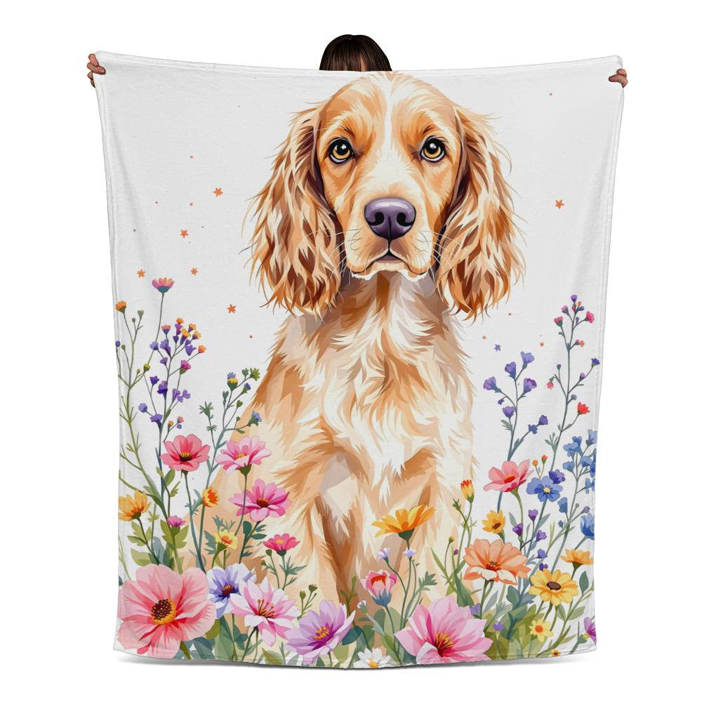 Wildflower Floral Cocker Spaniel Dog Blanket-[Heartfelt Family Gift]