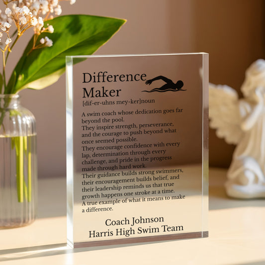 Swim Coach Difference Maker Plaque