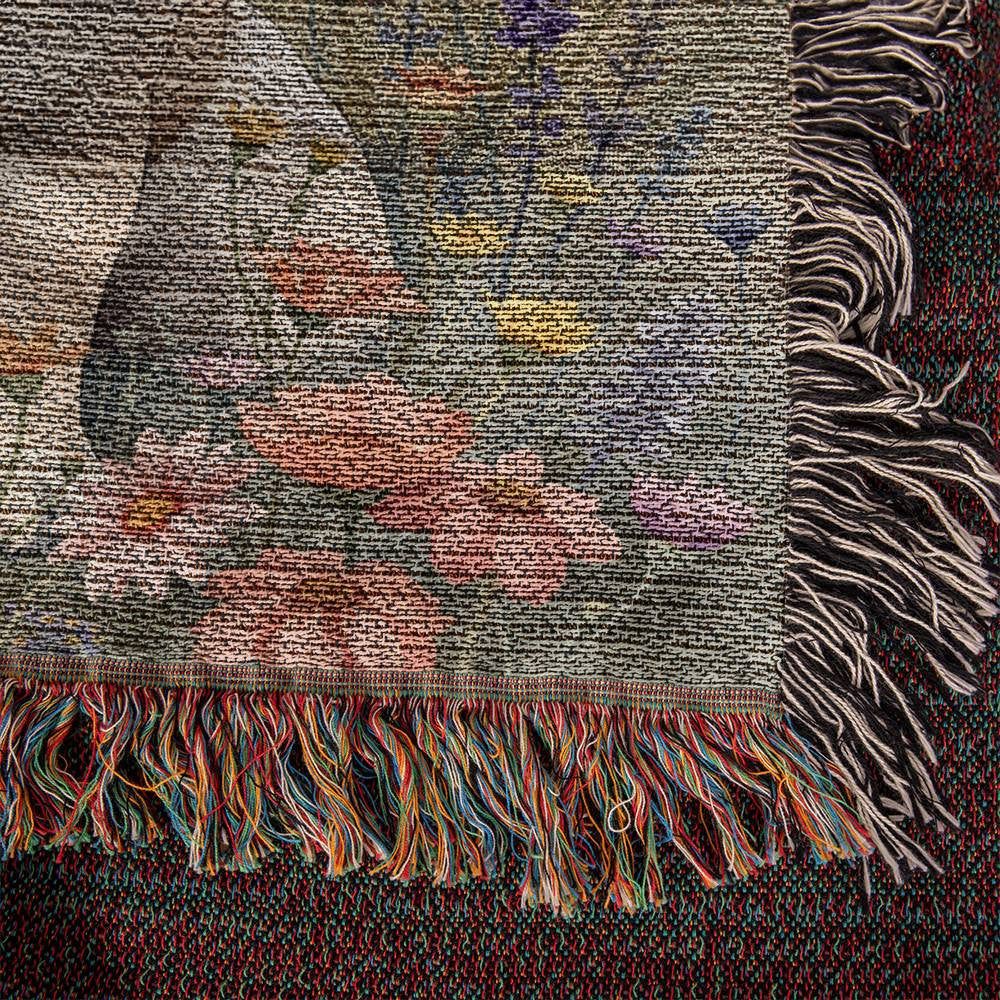Pug Wildflower Woven Cotton throw Blanket-[Heartfelt Family Gift]