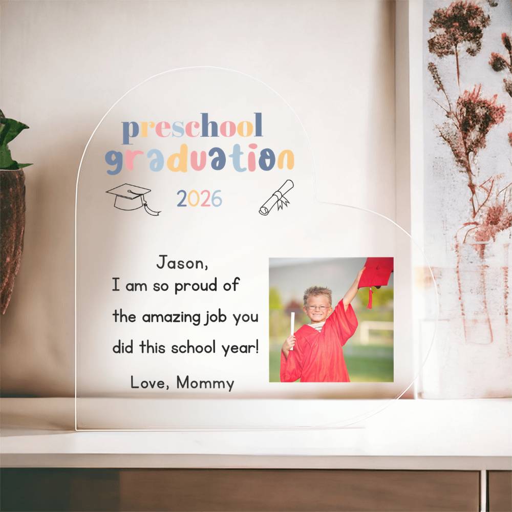 Personalized Preschool Graduation Heart Plaque Gift