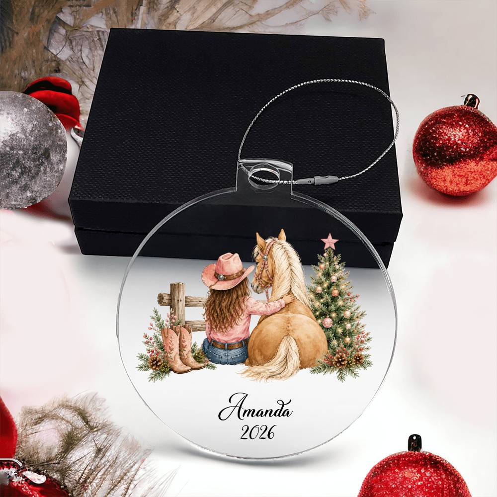 Personalized Cowgirl Horse Ornament