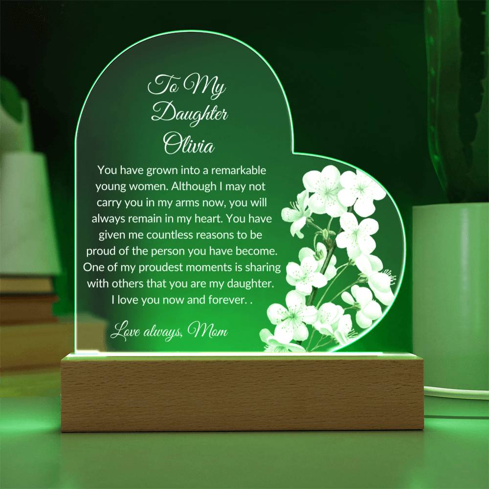 Daughter Acrylic Heart Plaque LED