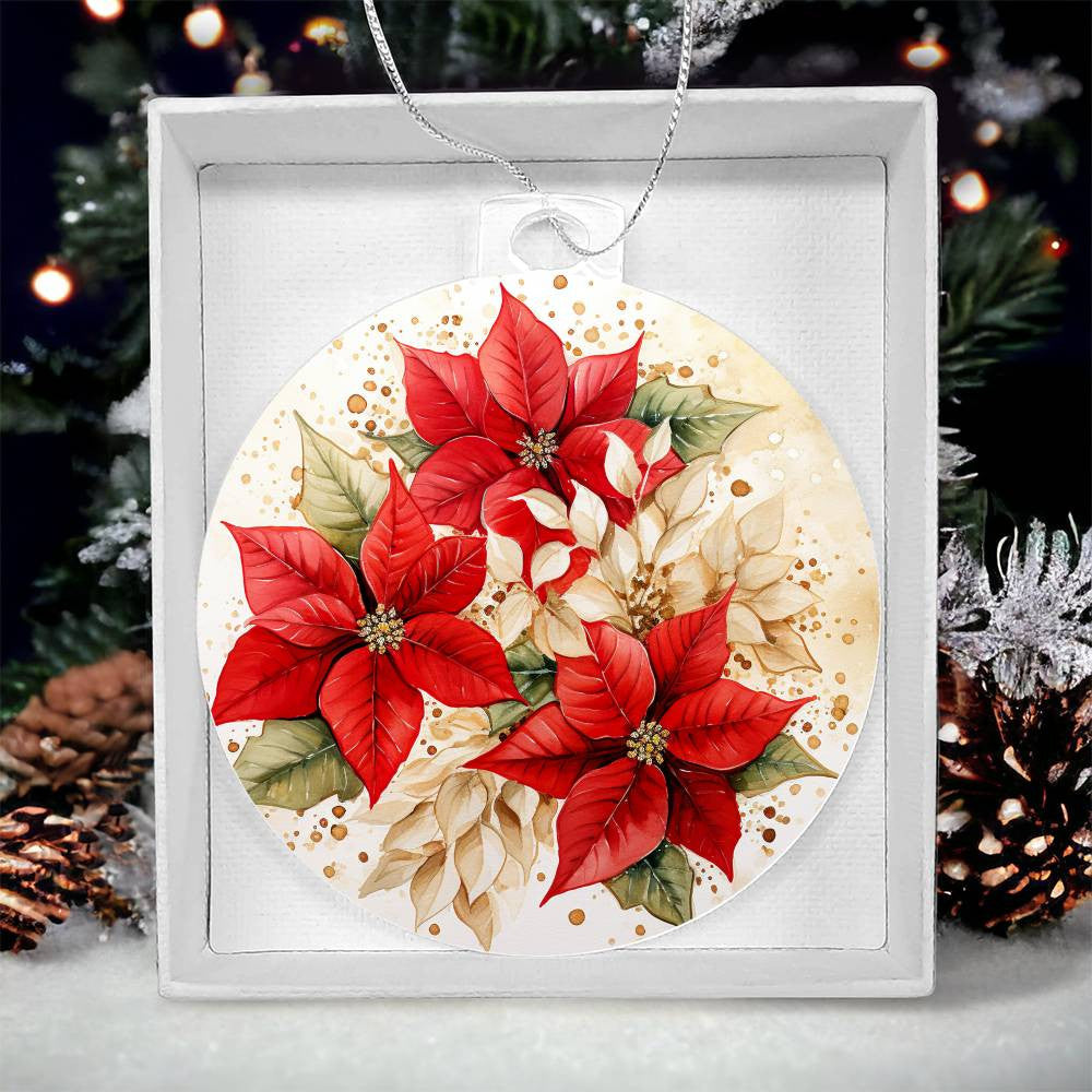 Poinsettia Penquin Acrylic Christmas Ornament-[Heartfelt Family Gift]