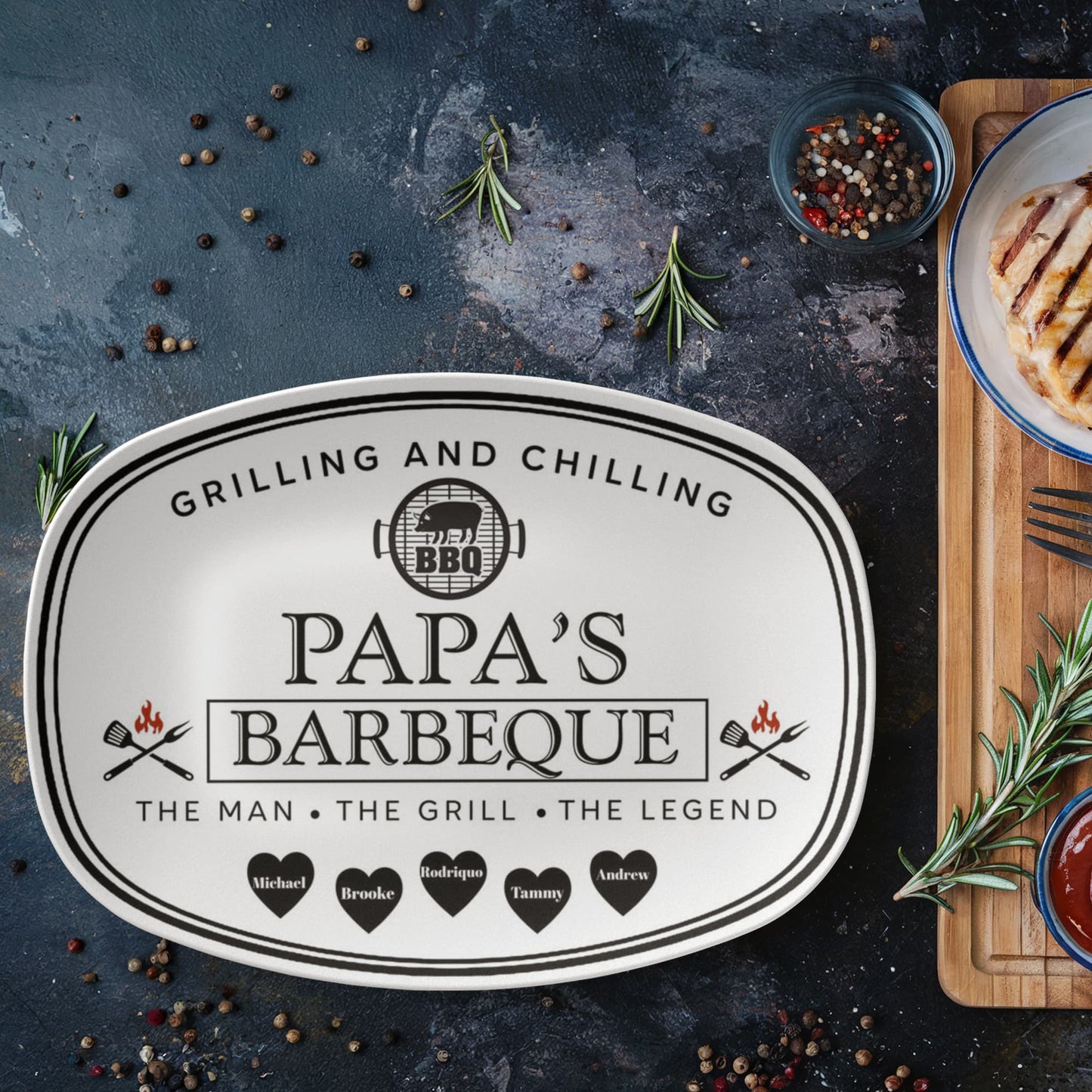 Papa's Grilling BBQ Platter 10”x14” Platter