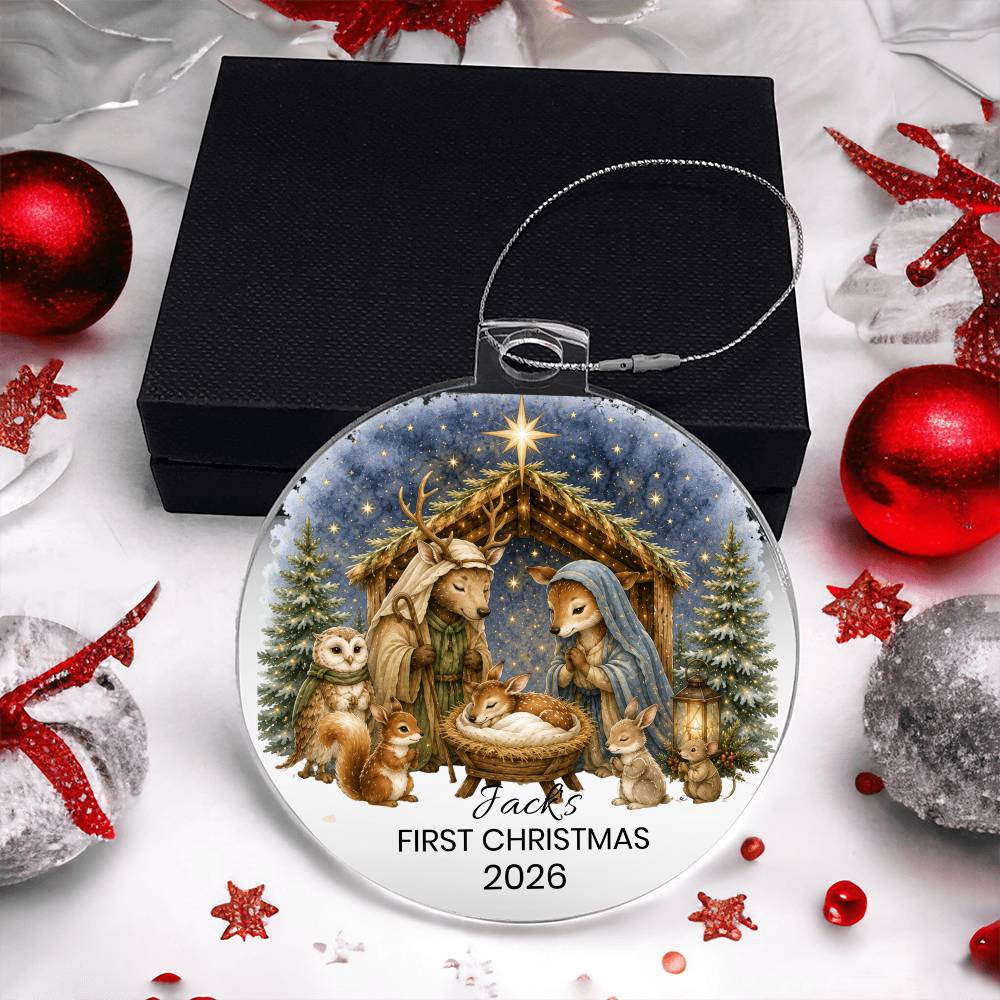 Woodland Animal Nativity Christmas Ornament