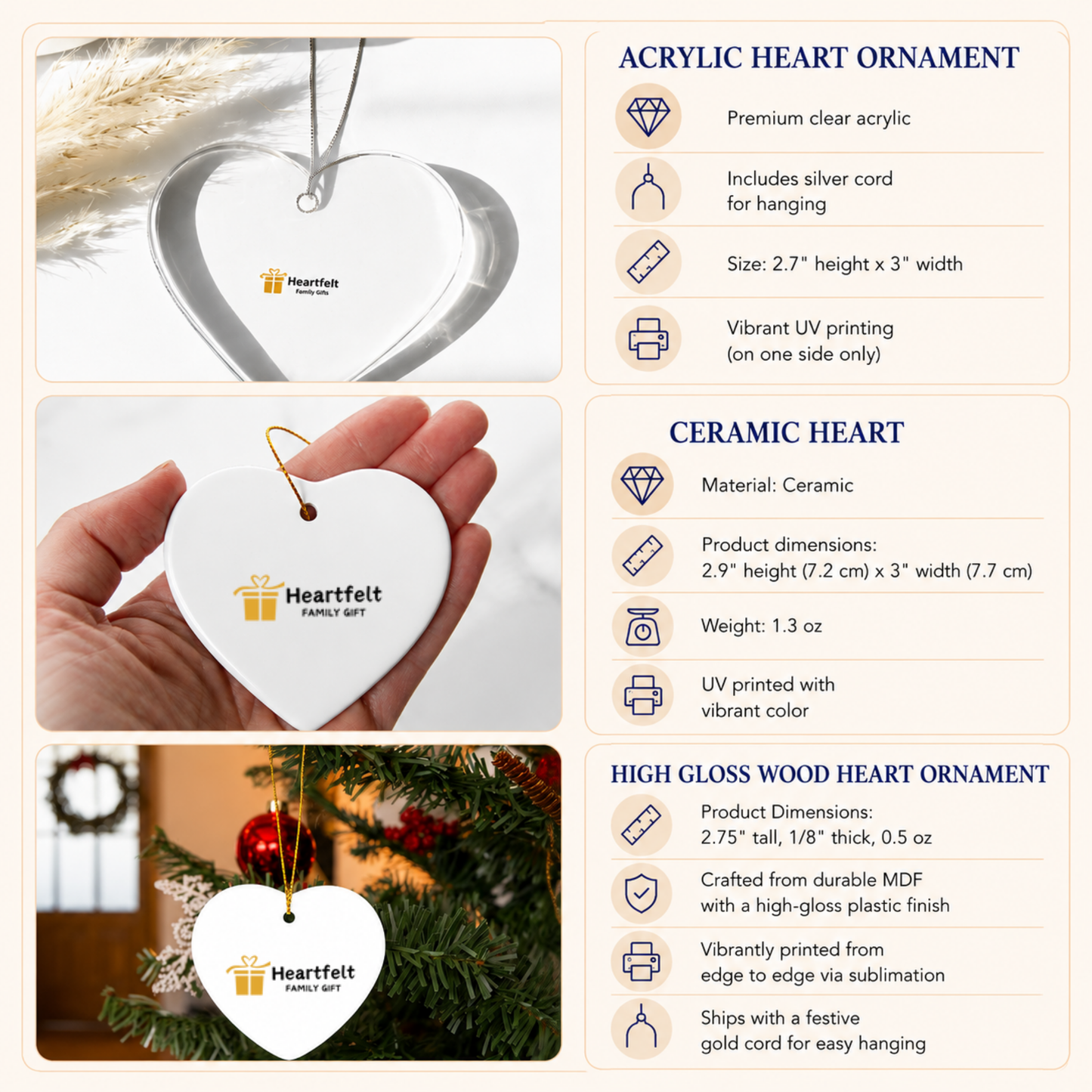 Santa Hat Initial Heart Ornament